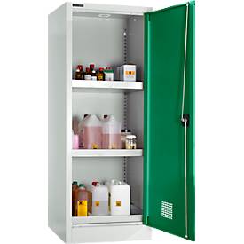 Schäfer Shop Select Umweltschrank, B 600 x T 500 x H 1585 mm, 3 WHG-Wannen à 7 Liter, lichtgrau/türkisgrün