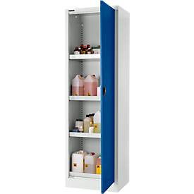 Schäfer Shop Select Umweltschrank, B 600 x T 500 x H 1935 mm, 3 Wannen à 11 Liter + WHG-Wanne 7 Liter, lichtgrau/enzianblau