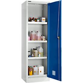 Schäfer Shop Select Umweltschrank, B 600 x T 500 x H 1935 mm, 3 Wannen à 11 Liter + WHG-Wanne 7 Liter, lichtgrau/enzianblau
