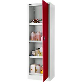 Schäfer Shop Select Umweltschrank, B 600 x T 500 x H 1935 mm, 3 Wannen à 11 Liter + WHG-Wanne 7 Liter, lichtgrau/rubinrot