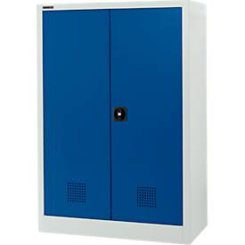 Schäfer Shop Select Umweltschrank, B 950 x T 500 x H 1585 mm, 3 Wannen à 18 Liter, lichtgrau/enzianblau