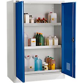 Schäfer Shop Select Umweltschrank, B 950 x T 500 x H 1585 mm, 3 Wannen à 18 Liter, lichtgrau/enzianblau