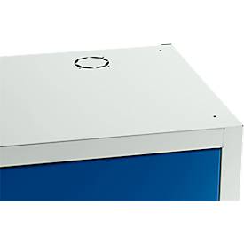 Schäfer Shop Select Umweltschrank, B 950 x T 500 x H 1585 mm, 3 Wannen à 18 Liter, lichtgrau/enzianblau