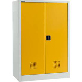 Schäfer Shop Select Umweltschrank, B 950 x T 500 x H 1585 mm, 3 Wannen à 18 Liter, lichtgrau/goldgelb