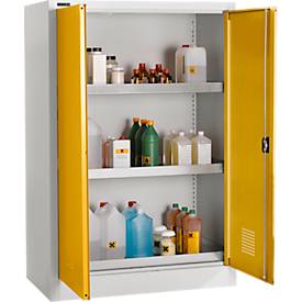 Schäfer Shop Select Umweltschrank, B 950 x T 500 x H 1585 mm, 3 Wannen à 18 Liter, lichtgrau/goldgelb
