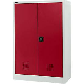 Schäfer Shop Select Umweltschrank, B 950 x T 500 x H 1585 mm, 3 Wannen à 18 Liter, lichtgrau/rubinrot