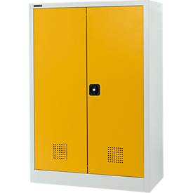 Schäfer Shop Select Umweltschrank, B 950 x T 500 x H 1585 mm, 3 WHG-Wannen à 11 Liter, lichtgrau/goldgelb