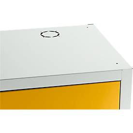 Schäfer Shop Select Umweltschrank, B 950 x T 500 x H 1585 mm, 3 WHG-Wannen à 11 Liter, lichtgrau/goldgelb