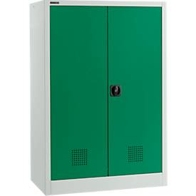 Schäfer Shop Select Umweltschrank, B 950 x T 500 x H 1585 mm, 3 WHG-Wannen à 11 Liter, lichtgrau/türkisgrün