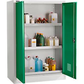 Schäfer Shop Select Umweltschrank, B 950 x T 500 x H 1585 mm, 3 WHG-Wannen à 11 Liter, lichtgrau/türkisgrün