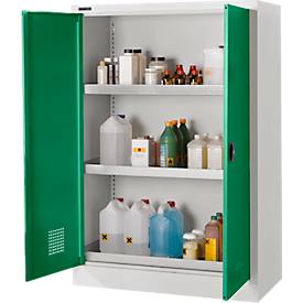 Schäfer Shop Select Umweltschrank, B 950 x T 500 x H 1585 mm, 3 WHG-Wannen à 11 Liter, lichtgrau/türkisgrün
