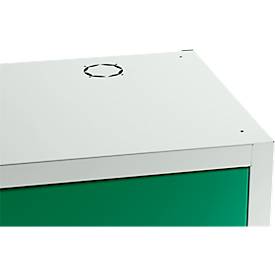 Schäfer Shop Select Umweltschrank, B 950 x T 500 x H 1585 mm, 3 WHG-Wannen à 11 Liter, lichtgrau/türkisgrün