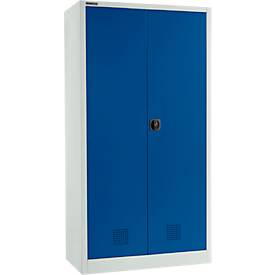 Schäfer Shop Select Umweltschrank, B 950 x T 500 x H 1935 mm, 3 Wannen à 18 Liter + WHG-Wanne 11 Liter, lichtgrau/enzianblau