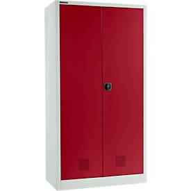 Schäfer Shop Select Umweltschrank, B 950 x T 500 x H 1935 mm, 3 Wannen à 18 Liter + WHG-Wanne 11 Liter, lichtgrau/rubinrot