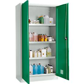 Schäfer Shop Select Umweltschrank, B 950 x T 500 x H 1935 mm, 3 Wannen à 18 Liter + WHG-Wanne 11 Liter, lichtgrau/türkisgrün