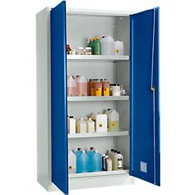 Schäfer Shop Select Umweltschrank, B 950 x T 500 x H 1935 mm, 4 Wannen à 18 Liter, lichtgrau/enzianblau