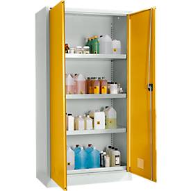 Schäfer Shop Select Umweltschrank, B 950 x T 500 x H 1935 mm, 4 Wannen à 18 Liter, lichtgrau/goldgelb