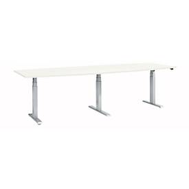 Schäfer Shop Select vergadertafel ERGO-T 2.0 Big, tot 8 personen, elektrisch in hoogte verstelbaar, ton, T-voet, B 2800 mm, alu wit/wit 