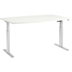 Schäfer Shop  Select Vergadertafel ERGO-T, T-poot, bootvorm, eentraps elektrisch verstelbaar, b 2000 x h 715-1182 mm, wit 