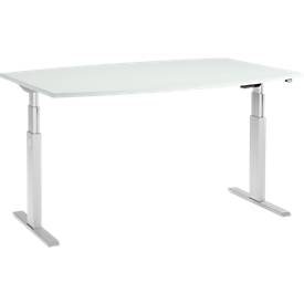 Schäfer Shop  Select Vergadertafel ERGO-T, T-poot, bootvorm, tweetraps elektr. in hoogte verstelbaar, B 2000 x H 645-1305 mm, lichtgrijs 