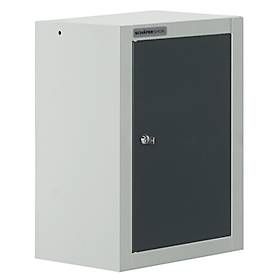 Schäfer Shop Select Wandschrank, eintürig, mit Zwischenboden, B 400 x T 320 x H 600 mm, Stahl, lichtgrau/anthrazitgrau