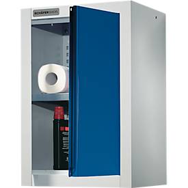 Schäfer Shop Select Wandschrank, eintürig, mit Zwischenboden, B 400 x T 320 x H 600 mm, Stahl, lichtgrau/enzianblau