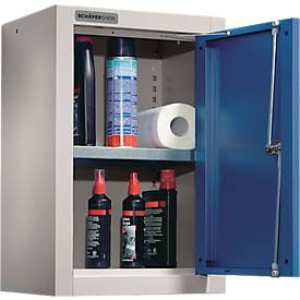 Schäfer Shop Select Wandschrank, eintürig, mit Zwischenboden, B 400 x T 320 x H 600 mm, Stahl, weißaluminium/enzianblau
