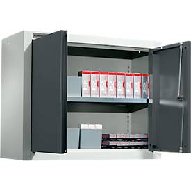 Schäfer Shop Select Wandschrank MS 750, zweitürig, mit Zwischenboden, B 750 x T 320 x H 600 mm, Stahl, lichtgrau/anthrazitgrau