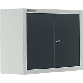 Schäfer Shop Select Wandschrank MS 750, zweitürig, mit Zwischenboden, B 750 x T 320 x H 600 mm, Stahl, lichtgrau/anthrazitgrau