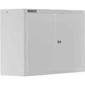 Schäfer Shop Select Wandschrank MS 750, zweitürig, mit Zwischenboden, B 750 x T 320 x H 600 mm, Stahl, lichtgrau/lichtgrau