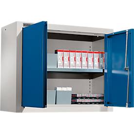 Schäfer Shop Select Wandschrank MS 750, zweitürig, mit Zwischenboden, B 750 x T 320 x H 600 mm, Stahl, weißaluminium/enzianblau