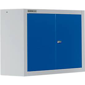 Schäfer Shop Select Wandschrank MS 750, zweitürig, mit Zwischenboden, B 750 x T 320 x H 600 mm, Stahl, weißaluminium/enzianblau