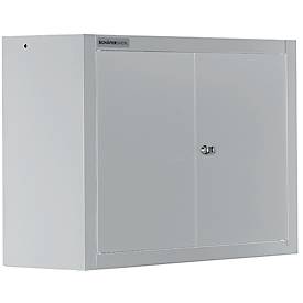 Schäfer Shop Select Wandschrank MS 750, zweitürig, mit Zwischenboden, B 750 x T 320 x H 600 mm, Stahl, weißaluminium/weißaluminium