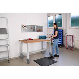 Schäfer Shop Select Werkbank, fahrbar, B 1500 x T 700 x H 835 mm, lichtgrau RAL 7035