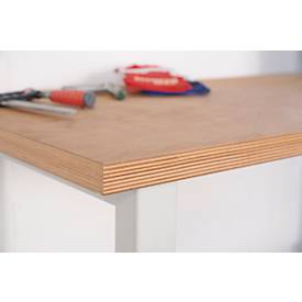 Schäfer Shop Select Werkbank, fahrbar, B 1500 x T 700 x H 835 mm, weißaluminium RAL 9006