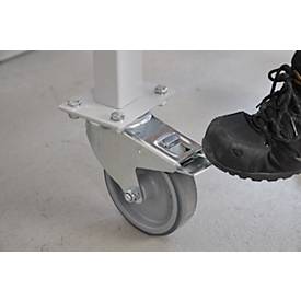 Schäfer Shop Select Werkbank, fahrbar, höhenverstellbar, B 1500 x T 700 x H 676-888 mm, lichtgrau RAL 7035