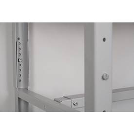 Schäfer Shop Select Werkbank, fahrbar, höhenverstellbar, B 1500 x T 700 x H 676-888 mm, weißaluminium RAL 9006