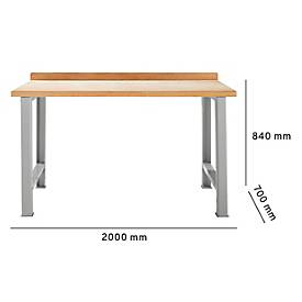 Schäfer Shop Select Werkbank, Grundeinheit, B 1500 x T 665 x H 840 mm, weißaluminium RAL 9006 