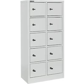 Schäfer Shop Select Wertfachschrank, 10 Fächer, Türen mit Zylinderschlössern inkl. Schlüsseln & Hauptschlüssel, B 390 x T 200 x H 780 mm, Stahlblech, lichtgrau RAL 7035
