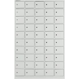 Schäfer Shop Select Wertfachschrank, 50 Fächer, Türen mit Zylinderschlössern inkl. Schlüsseln & Hauptschlüssel, B 980 x T 200 x H 1530 mm, Stahlblech, lichtgrau RAL 7035