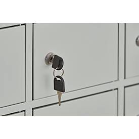 Schäfer Shop Select Wertfachschrank, 50 Fächer, Türen mit Zylinderschlössern inkl. Schlüsseln & Hauptschlüssel, B 980 x T 200 x H 1530 mm, Stahlblech, lichtgrau RAL 7035