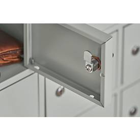 Schäfer Shop Select Wertfachschrank, 50 Fächer, Türen mit Zylinderschlössern inkl. Schlüsseln & Hauptschlüssel, B 980 x T 200 x H 1530 mm, Stahlblech, lichtgrau RAL 7035