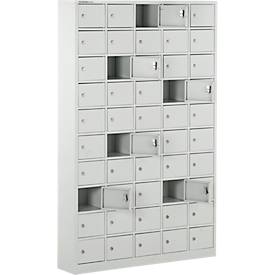 Schäfer Shop Select Wertfachschrank, 50 Fächer, Türen mit Zylinderschlössern inkl. Schlüsseln & Hauptschlüssel, B 980 x T 200 x H 1530 mm, Stahlblech, lichtgrau RAL 7035