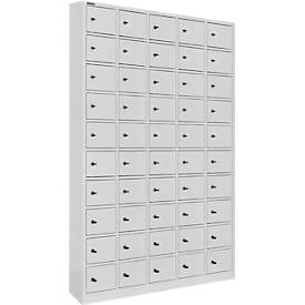 Schäfer Shop Select Wertfachschrank, 50 Fächer, Türen mit Zylinderschlössern inkl. Schlüsseln & Hauptschlüssel, B 980 x T 200 x H 1530 mm, Stahlblech, lichtgrau RAL 7035
