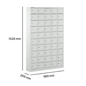 Schäfer Shop Select Wertfachschrank, 50 Fächer, Türen mit Zylinderschlössern inkl. Schlüsseln & Hauptschlüssel, B 980 x T 200 x H 1530 mm, Stahlblech, lichtgrau RAL 7035