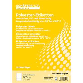 Schäfer Shop Select Wetterfeste Etiketten, 105 x 74 mm, transp. matt, 20 Blatt