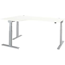 Schäfer Shop Select Winkelschreibtisch ERGO-T 2.0, elektrisch höhenverstellbar, 90° Winkel links, T-Fuß, B 2000 mm, weiß/weißalu