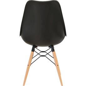 Schalenstuhl DOGEWOOD, Kunststoff, mit Holzbeinen, Sitzkissen, 2Stk. schwarz