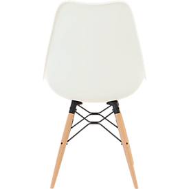 Schalenstuhl DOGEWOOD, Kunststoff, mit Holzbeinen, Sitzkissen, 2Stk. weiß