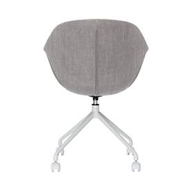 Schalenstuhl Gant, 2er-Set, B 620 x T 575 x H 850 mm, um 360° drehbar, Rollen, gepolstert, Polypropylen & Stahl lackiert, grau/weiß